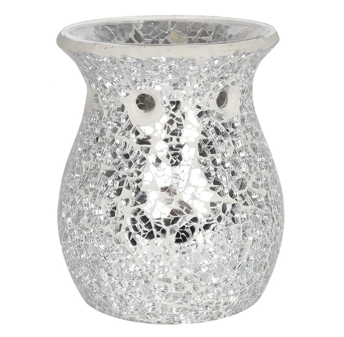 Large Silver Crackle Wax Burner