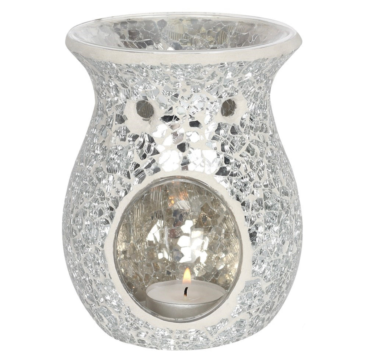 Large Silver Crackle Wax Burner